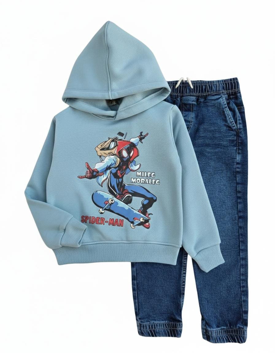 Boys Spiderman Hoodie & Denim Set