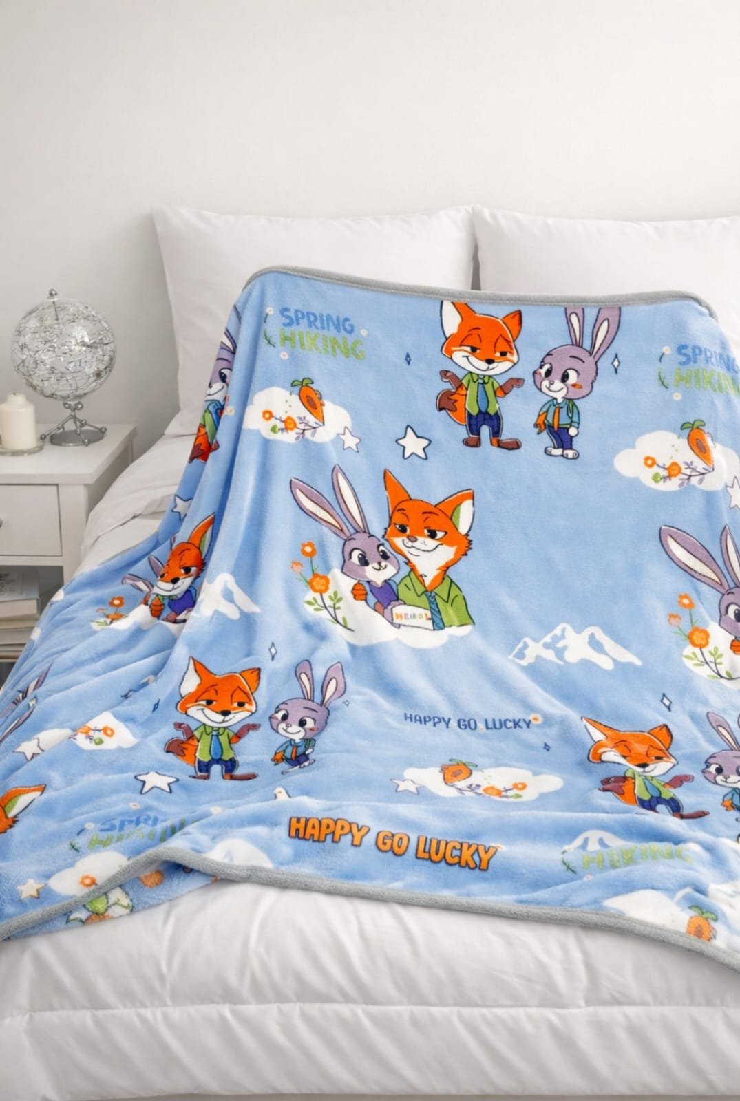 Kids Cartoon Blanket – Fox & Bunny Design