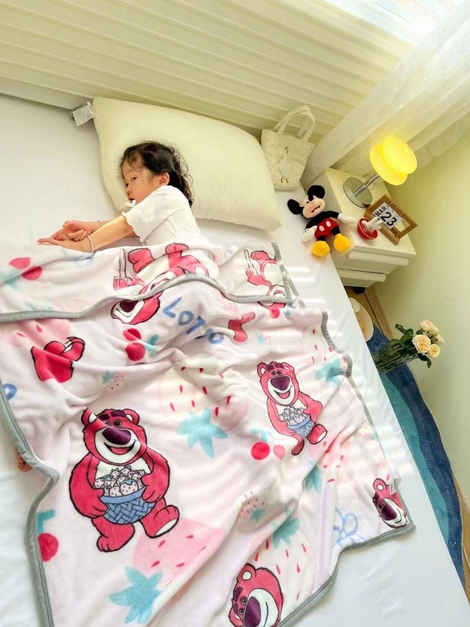 Kids Cartoon Blanket – Pink Bear Design - Image 3