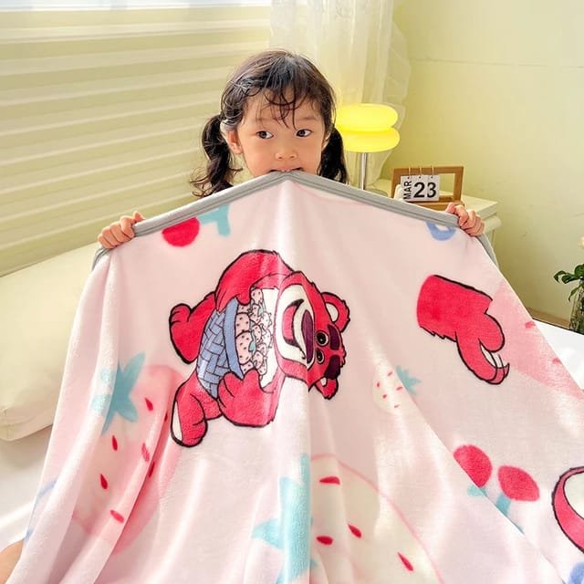 Kids Cartoon Blanket – Pink Bear Design - Image 2