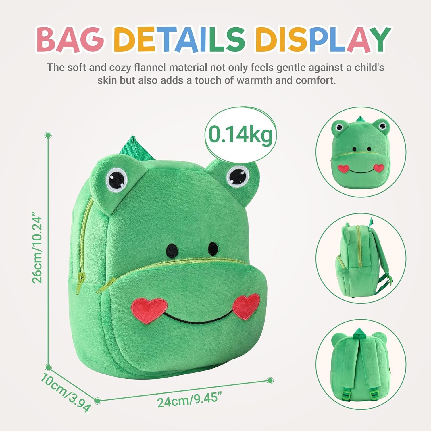 Cute Frog Plush Kids Backpack - Image 4