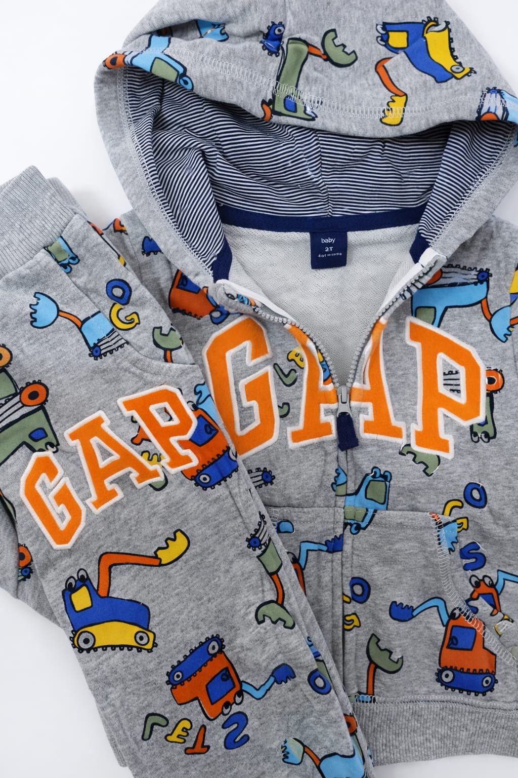 Kids GAP Grey Printed Hoodie & Jogger Set - Image 2