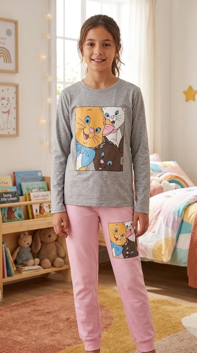 Girls cotton pyjama -Cat Print