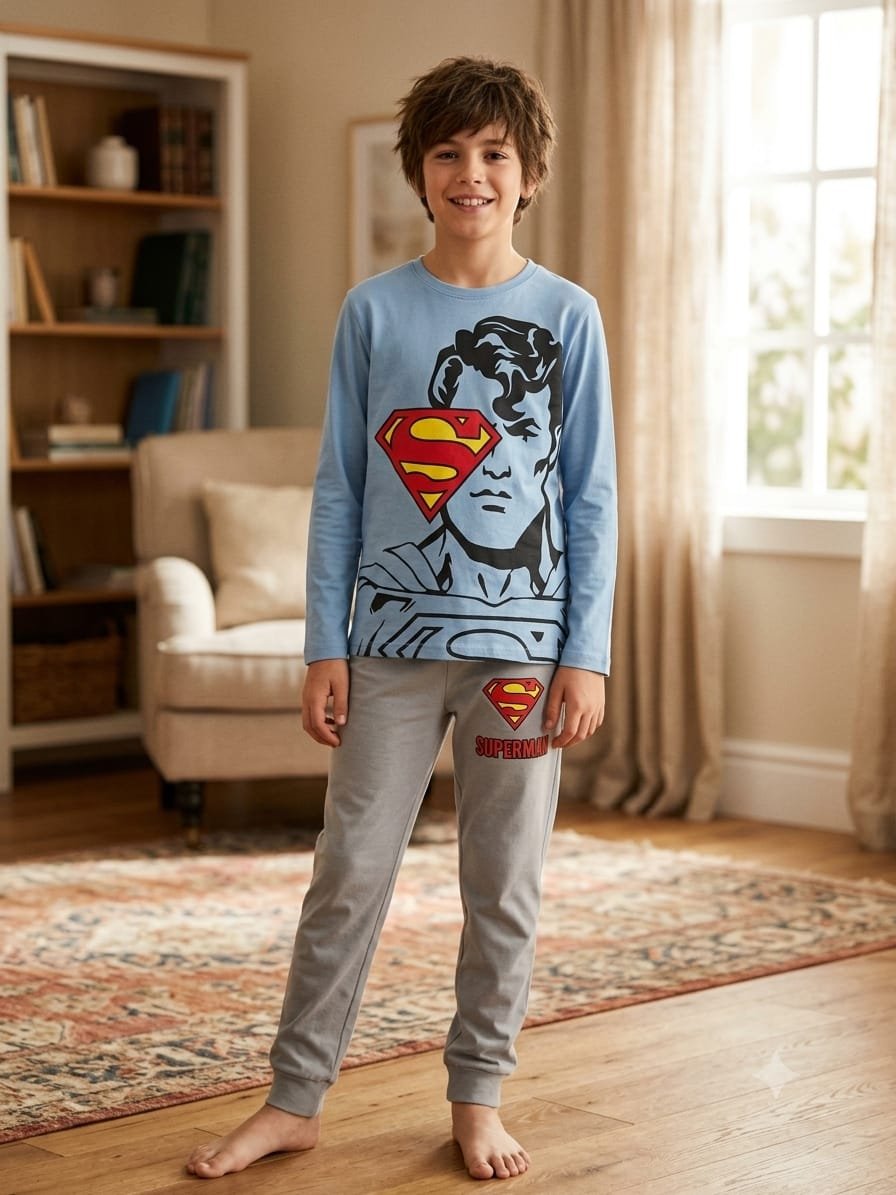 Boys cotton pyjama -Superman Print بجامة ولادي محير