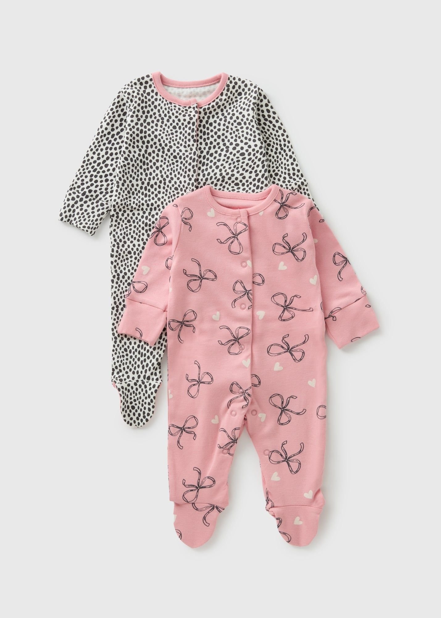 Baby Cotton Bow Sleepsuit – 2 Pieces Set