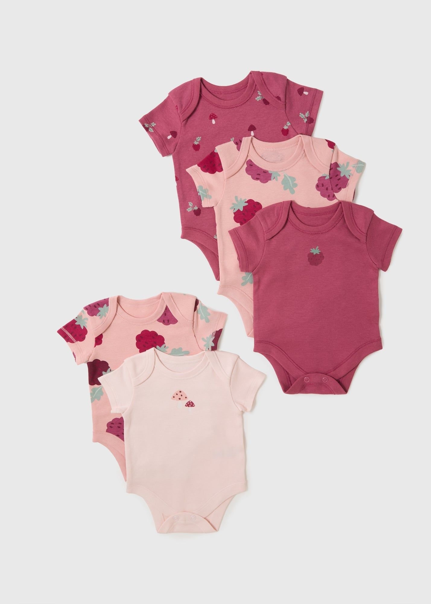 Baby Cotton Raspberry Bodysuit Set -5pcs
