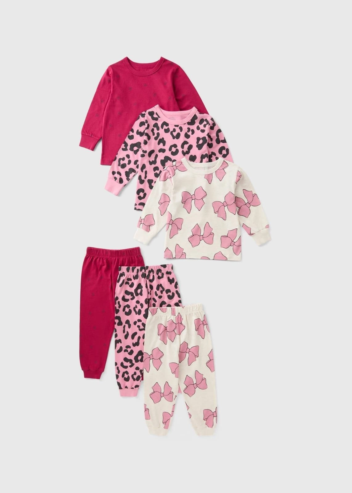Girls Cotton Bow pyjama Set – 3 Pack