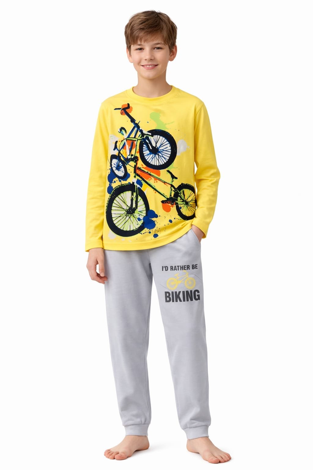 Boys cotton pyjama -Bike Print - Image 2