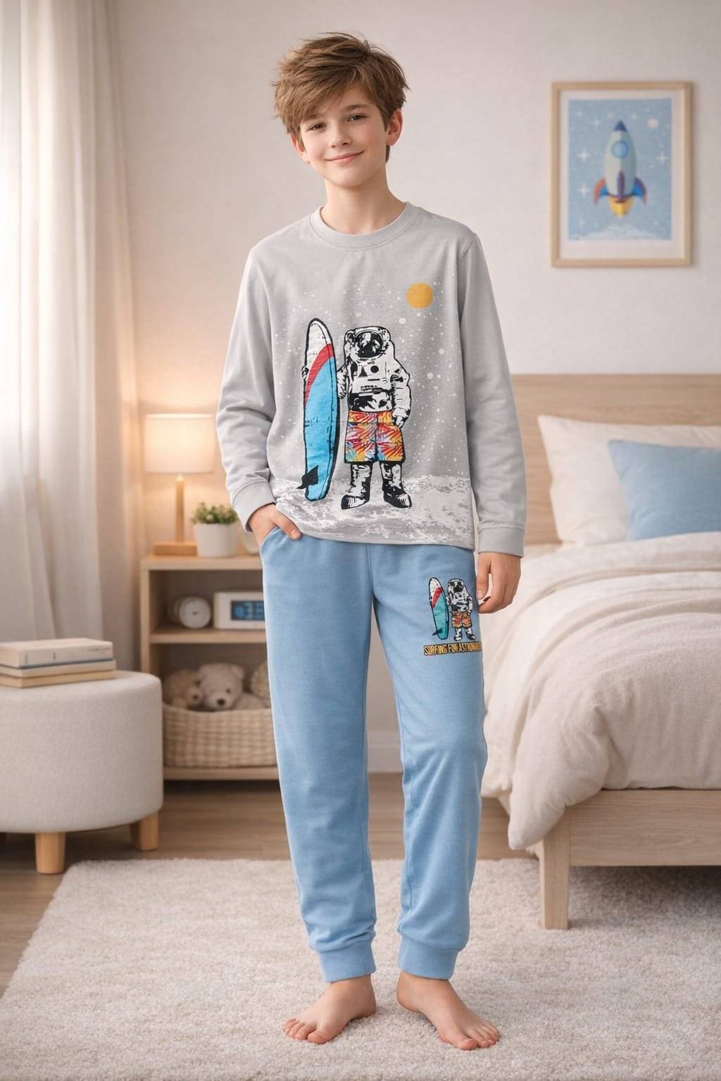 Boys cotton pyjama -Astronaut Print - Image 2