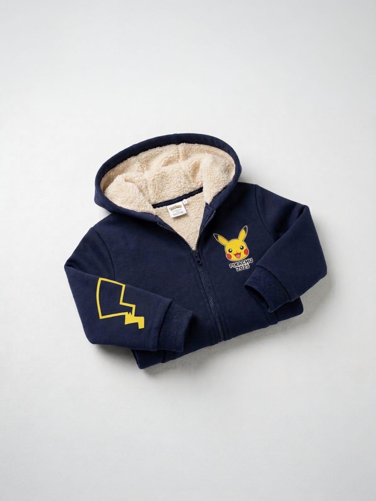Boys Cotton Fleece-Lined Pikachu Hoodie – Navy blue هودي قطن مبطن فرو بيكاتشو – كحلي