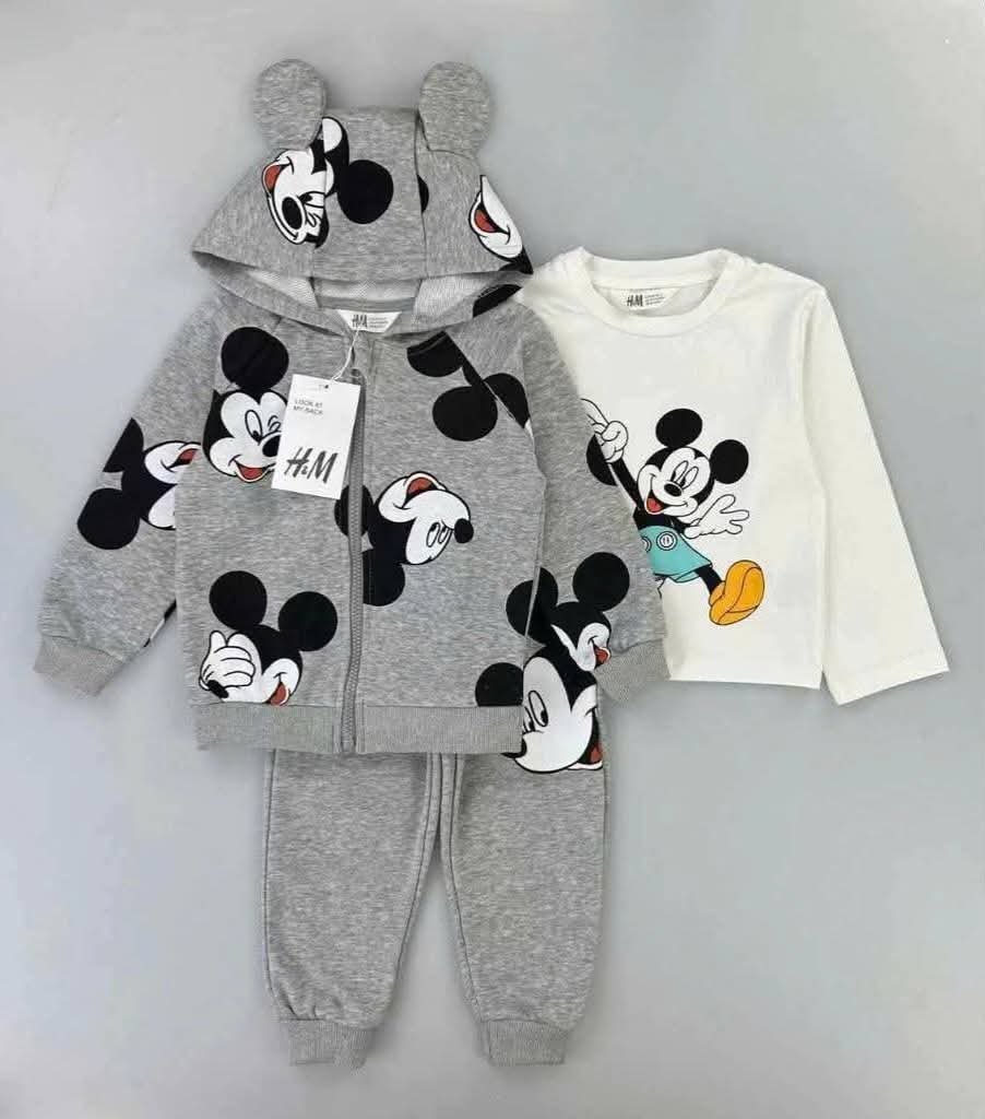 Boys Cotton training set – light grey طقم رياضي 3 قطع قطن ربيعي –سكني فاتح