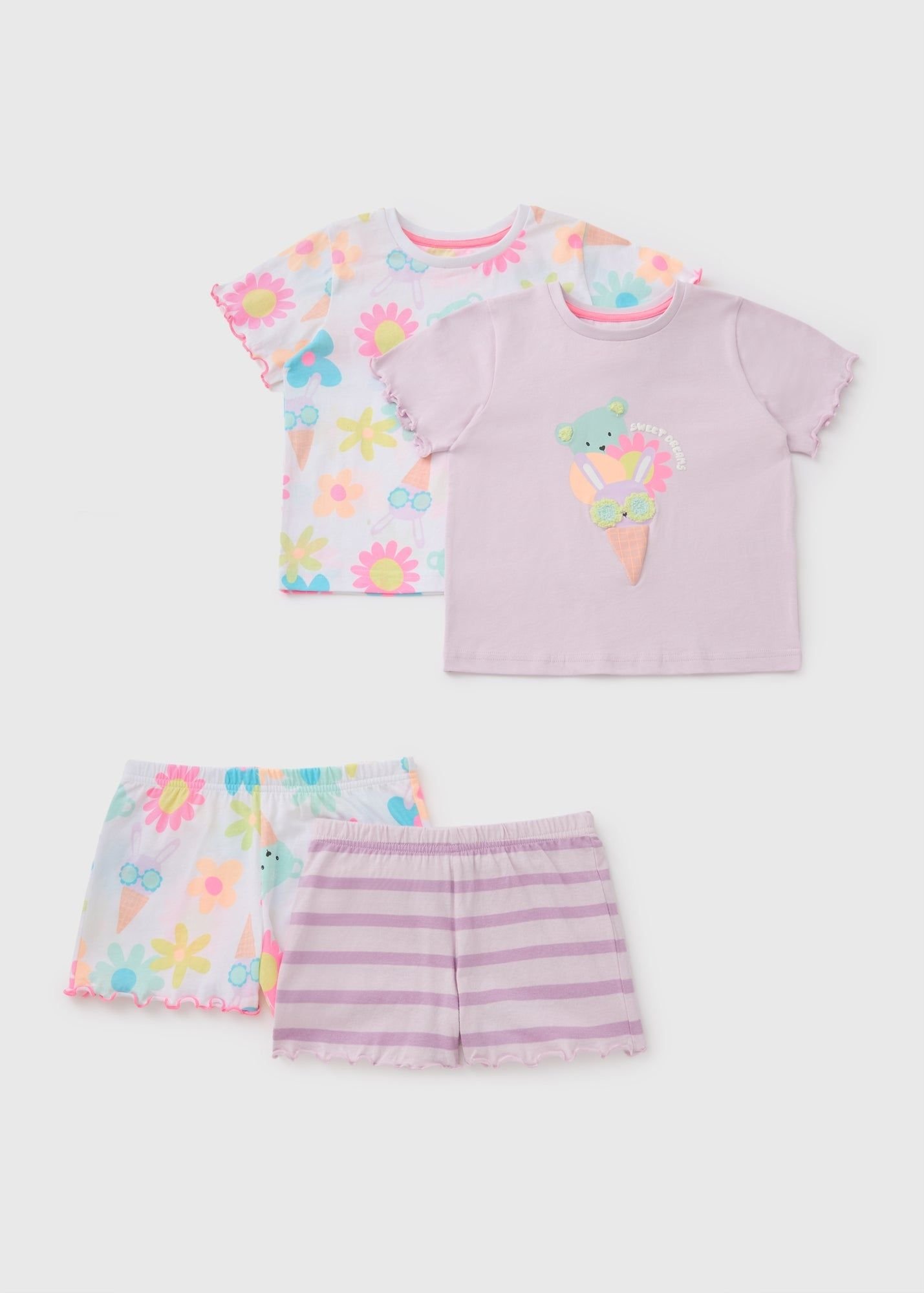Girls Cotton Ice-cream pyjama Set – 2 Pack بجامات بناتي بوظة- بجامتين