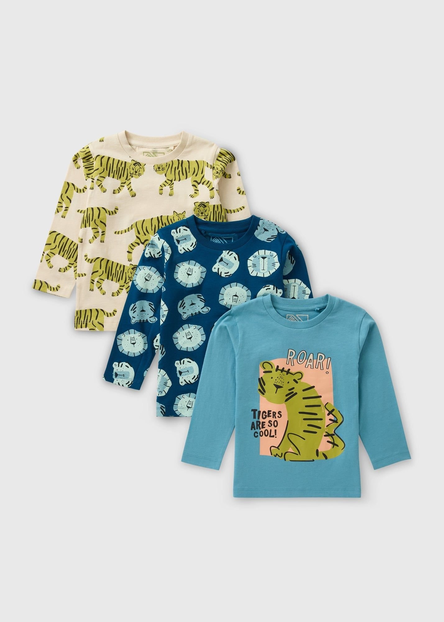 Boys 3pack long-sleeved tops مجموعة 3 قطع بلايز كم طويل قطن