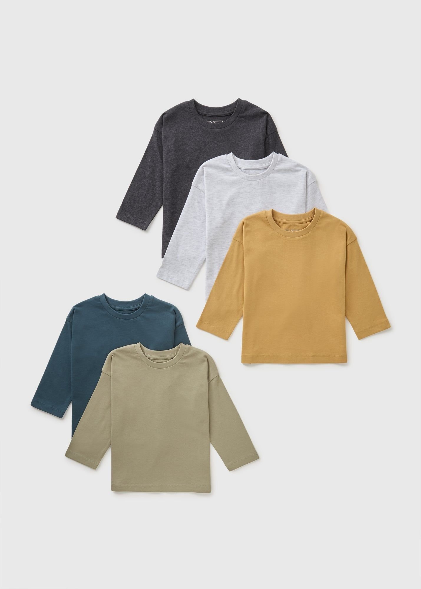 Boys 5pack long-sleeved tops مجموعة 5 قطع بلايز كم طويل قطن