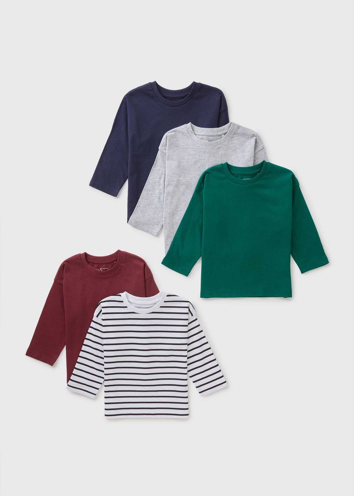 Boys 5pack long-sleeved tops مجموعة 5 قطع بلايز كم طويل قطن