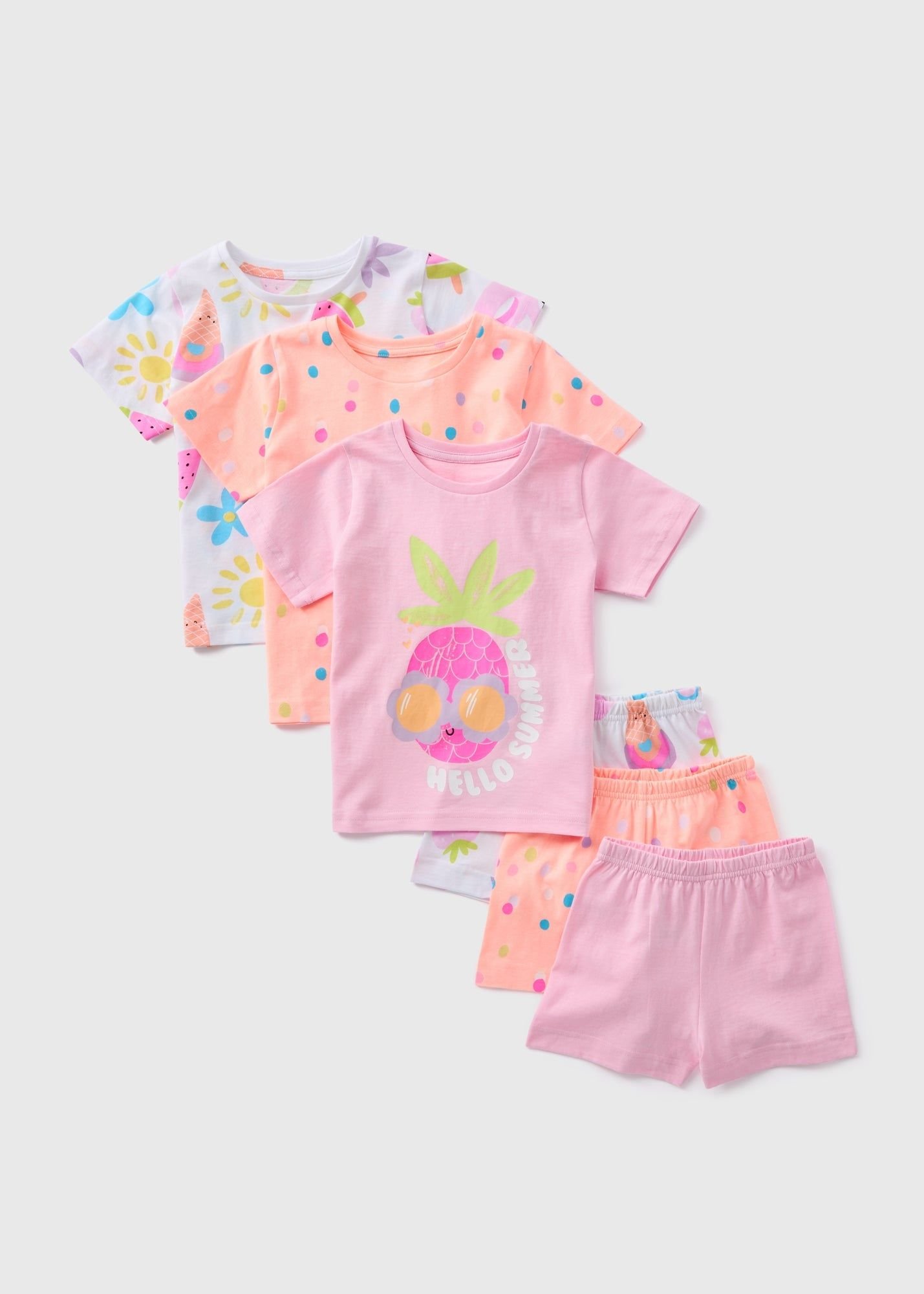 Girls Cotton pyjama Set – 3 Pack بجامات بناتي- 3 بجامات