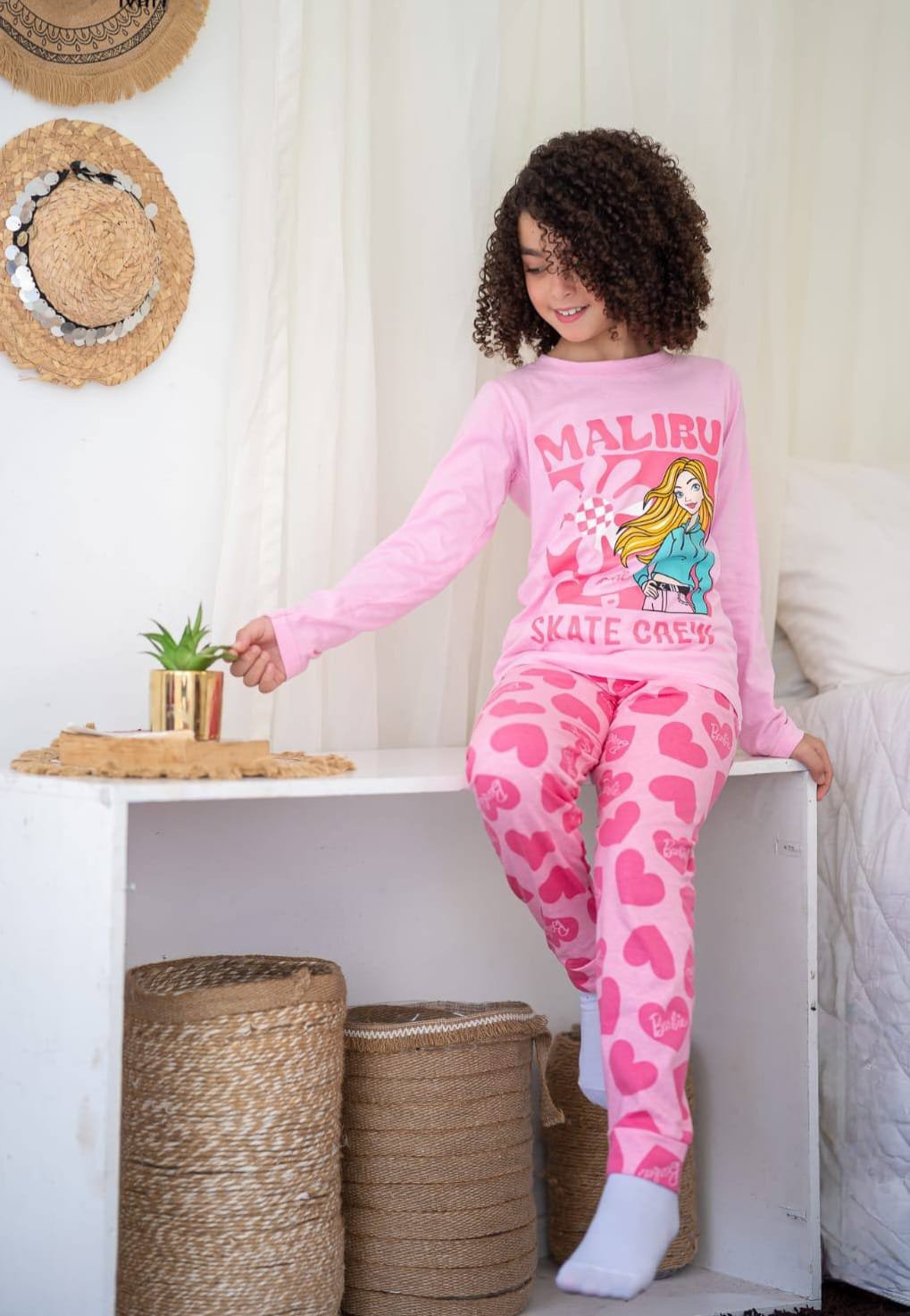 Girls cotton pyjama -Barbie Print بجامة بناتي- باربي
