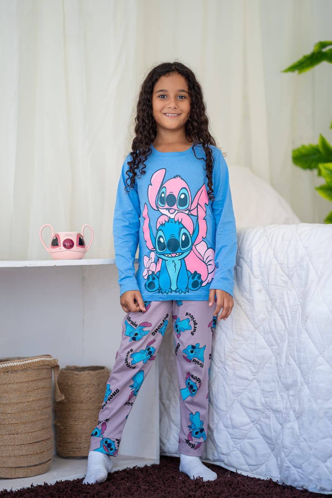 Girls cotton pyjama -Stitch Print بجامة بناتي- ستيتش