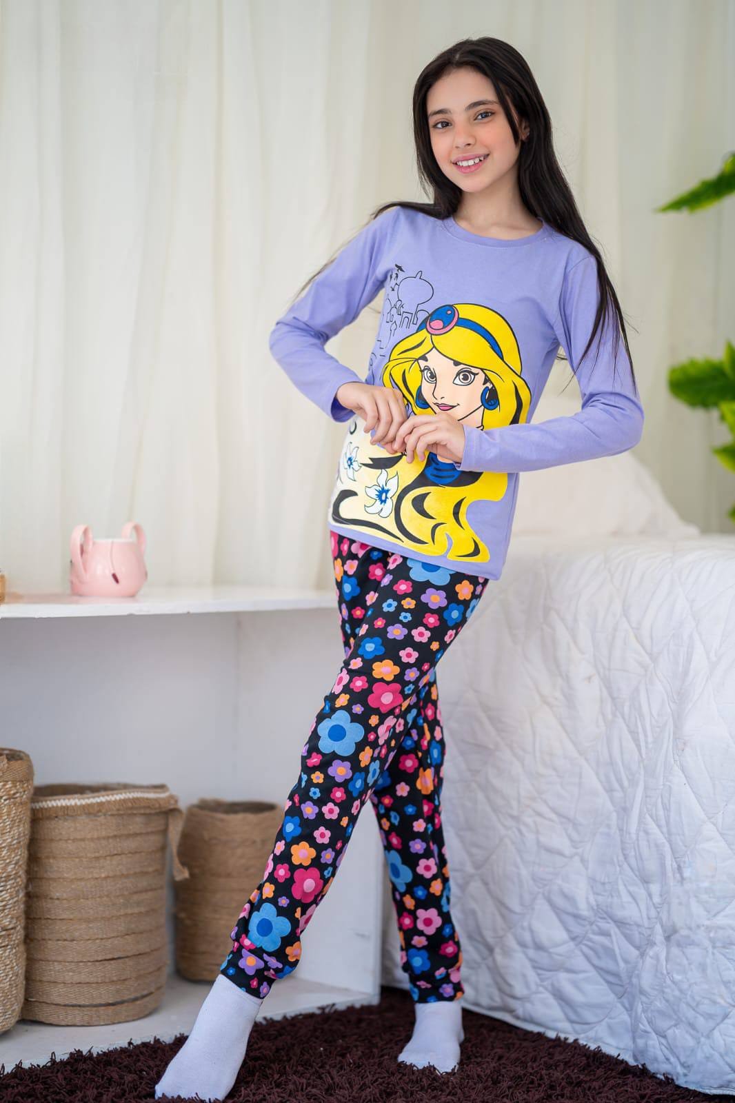 Girls cotton pyjama -Princess Print بجامة بناتي- أميرة