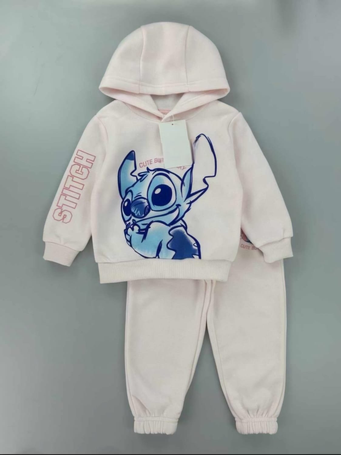 Girls Cotton training set – light pink stitch  طقم رياضي قطعتين قطن ربيعي –زهري فاتح