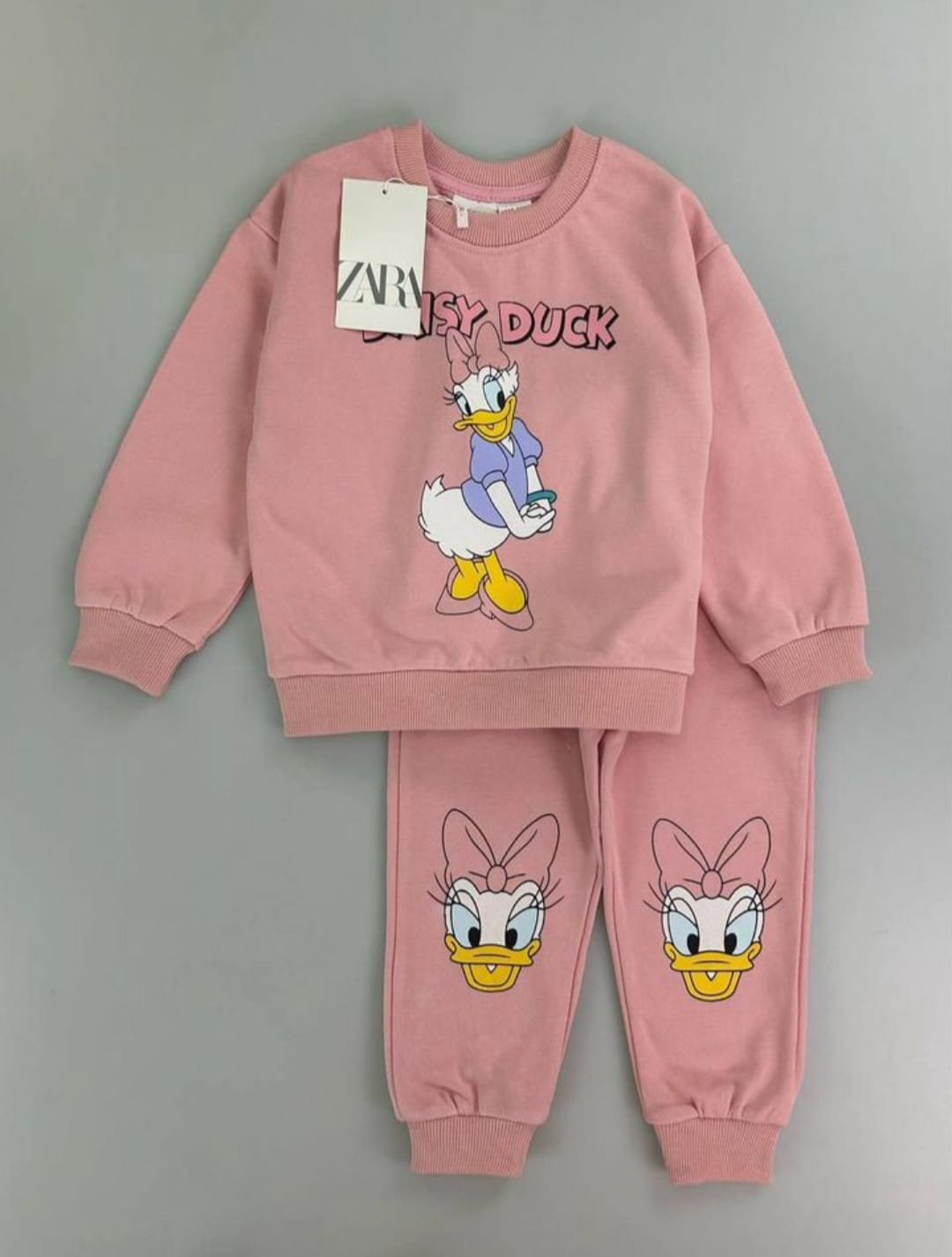 Girls Cotton training set – pink Daisy طقم رياضي قطعتين قطن ربيعي –زهري