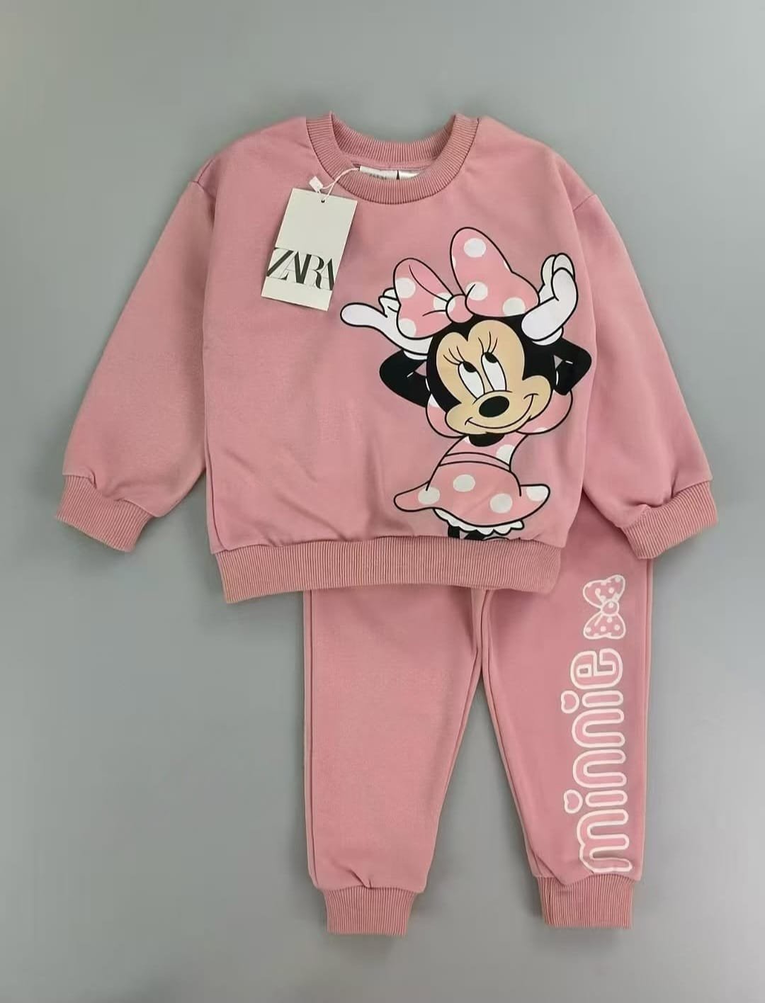 Girls Cotton training set – pink minnie mouse طقم رياضي قطعتين قطن ربيعي –زهري