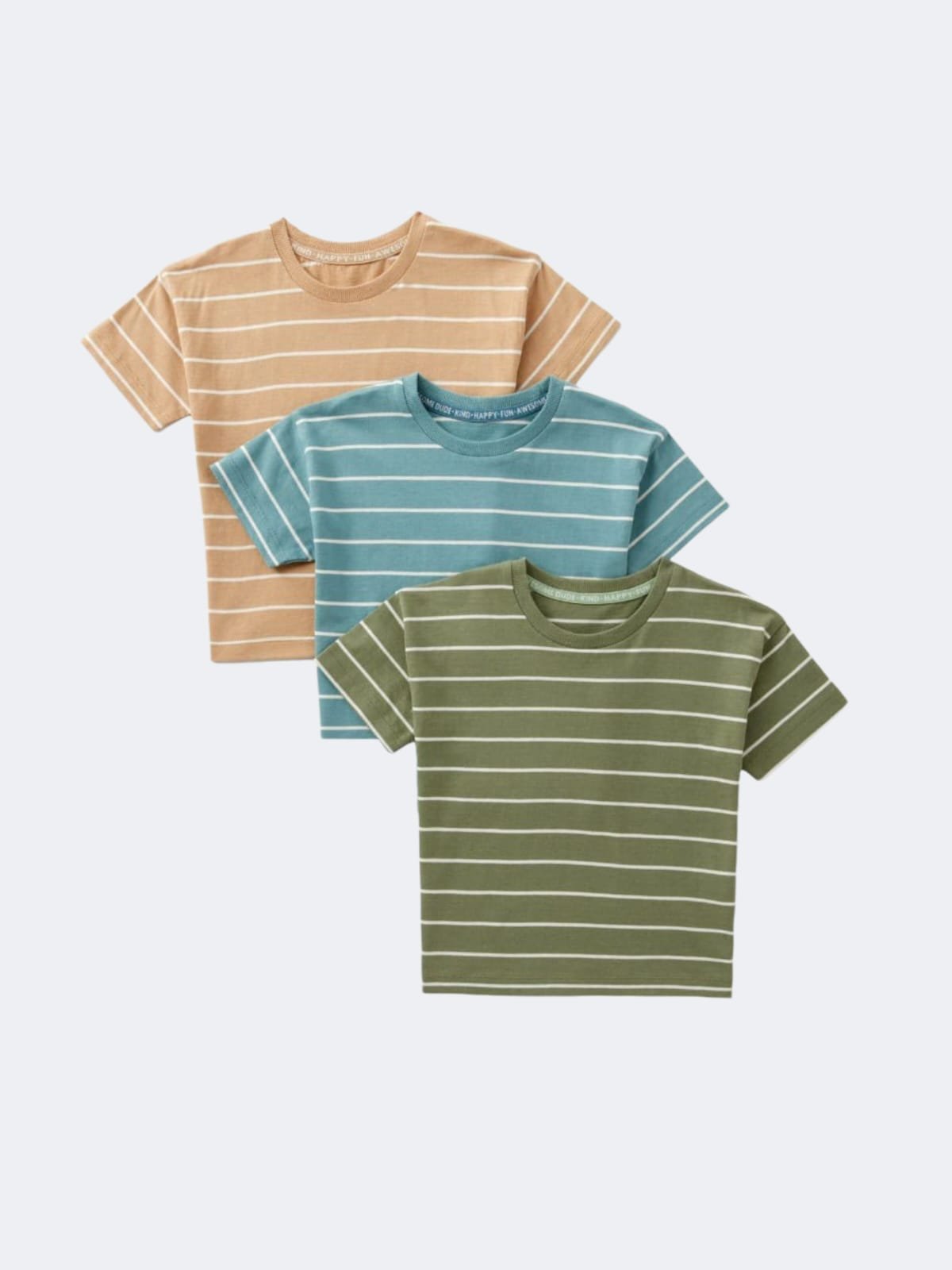 Boys 3pack striped T-shirts مجموعة 3 قطع تيشيرت مخطط قطن