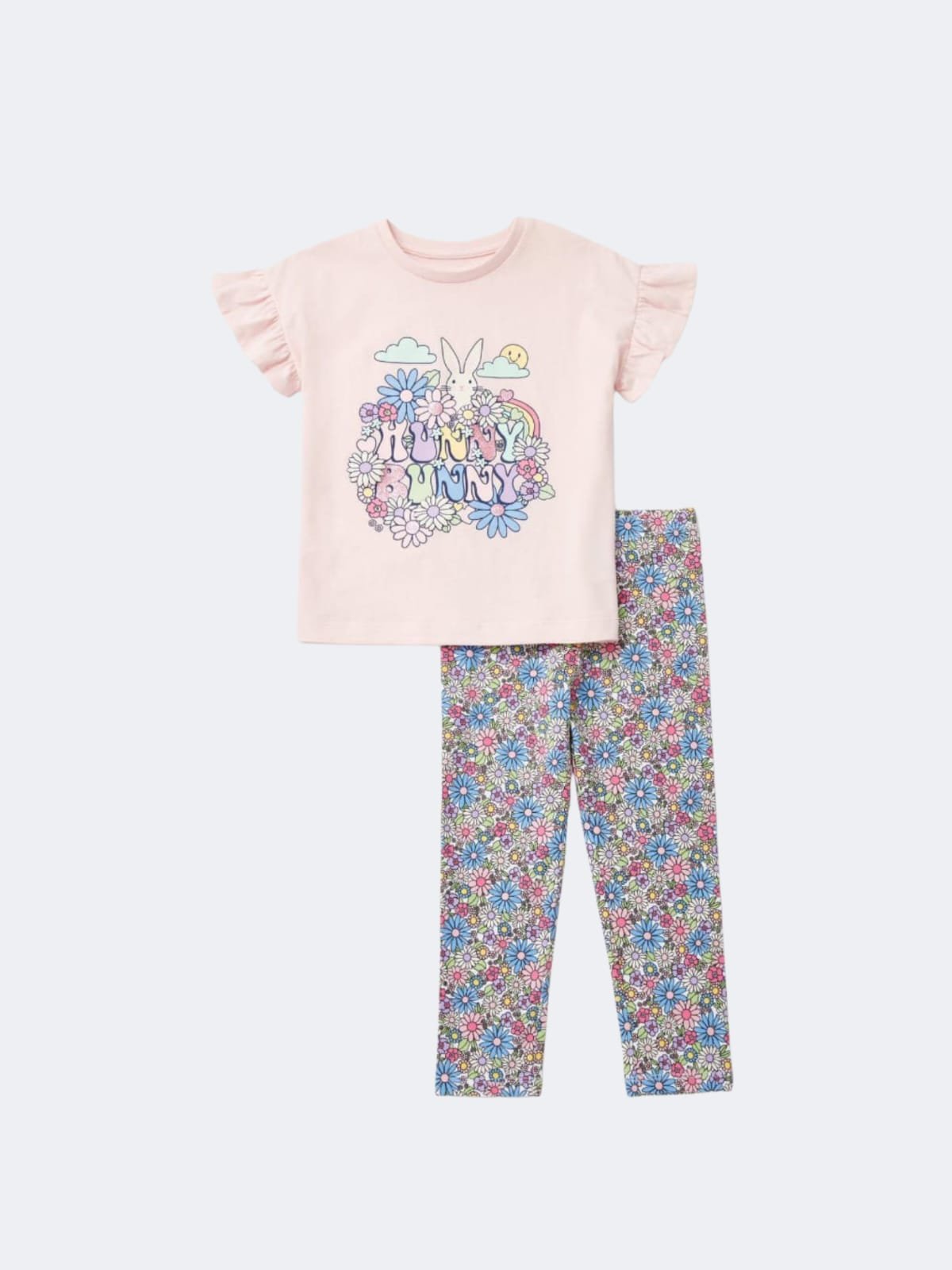 Girls Cotton Bunny set– طقم بناتي برسمة الارنب