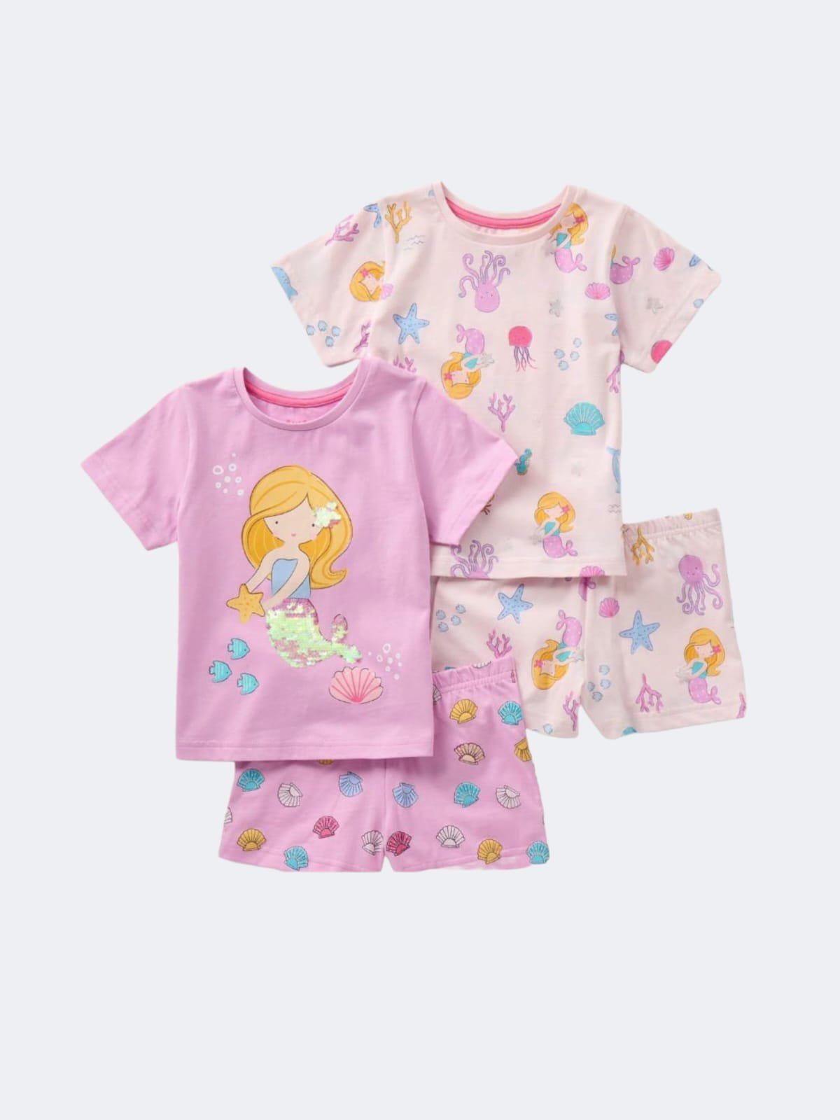 Girls Cotton pyjama Set Mermaid– 2 Pack بجامات بناتي حورية البحر - بجامتين