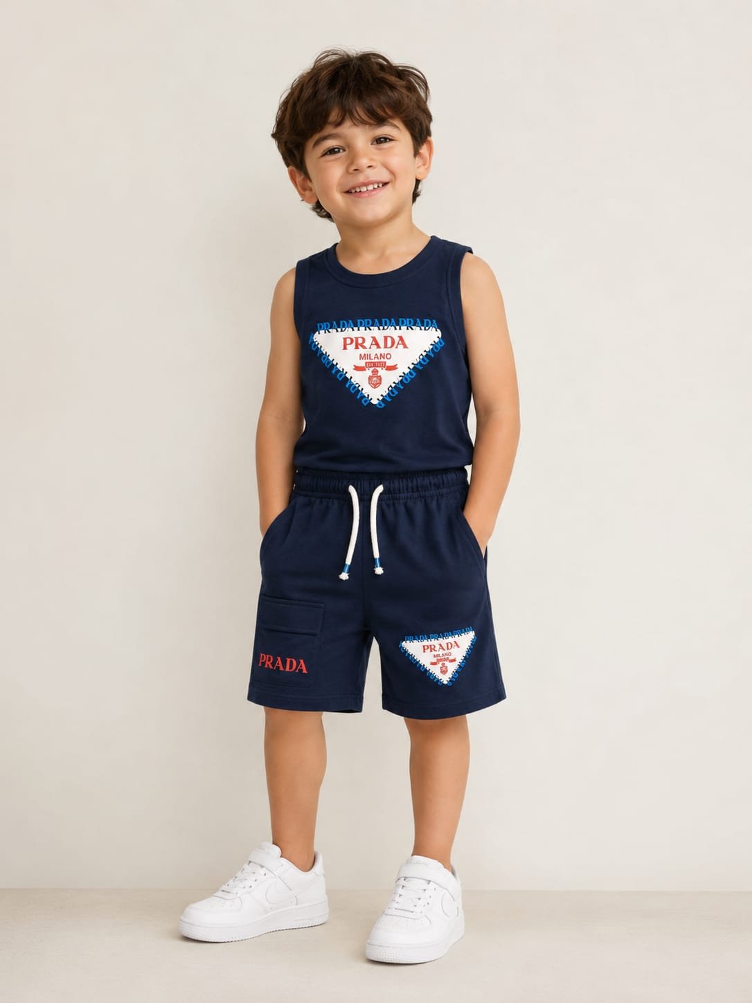 Boys Cotton set-Navy–  طقم رياضي قطن ولادي-كحلي