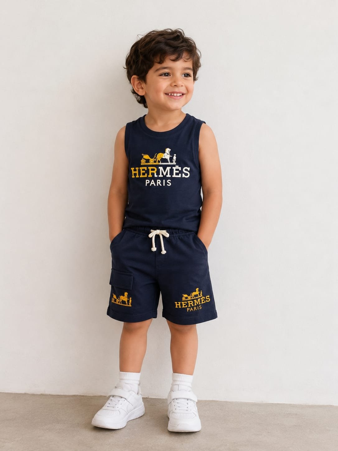 Boys Cotton set-Navy–  طقم رياضي قطن ولادي-كحلي