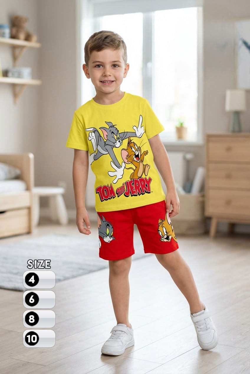 Boys Cotton Tom & Jerry pyjama – بجامة توم وجيري ولادي
