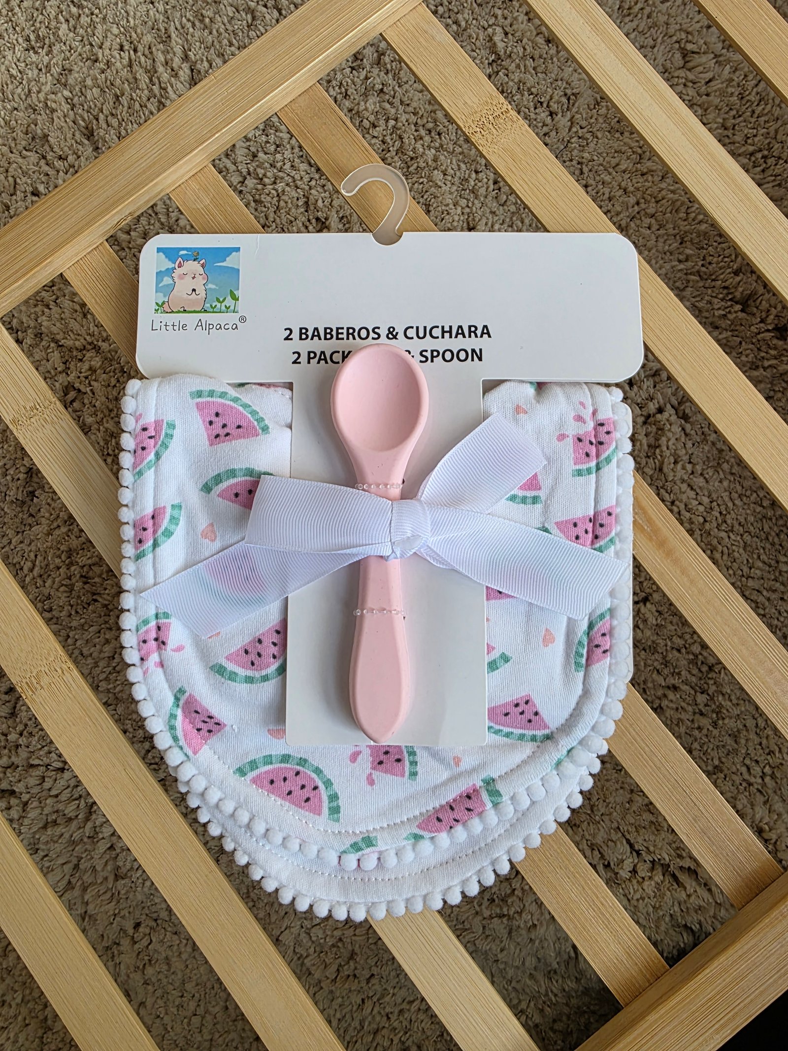 Baby Bibs & Silicone Spoon Set طقم مريولين بيبي مع معلقة سيليكون