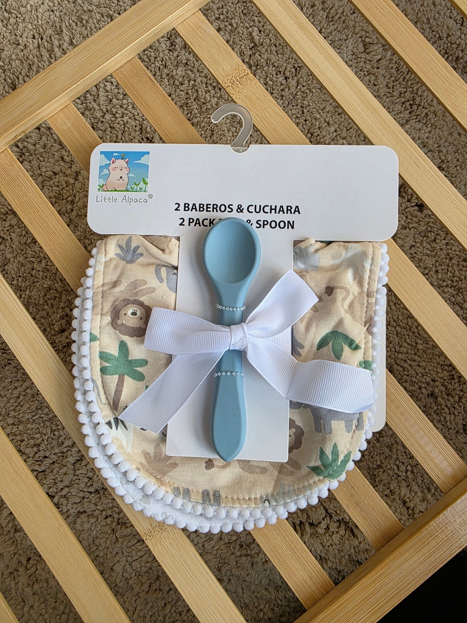 Baby Bibs & Silicone Spoon Set طقم مريولين بيبي مع معلقة سيليكون