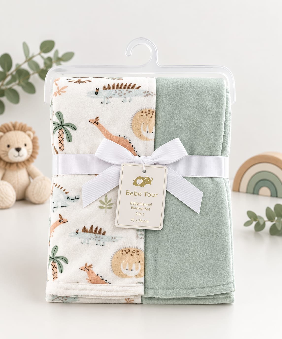 Baby swaddle blanket set - 2 pieces كوفليات بيبي قطن- قطعتين
