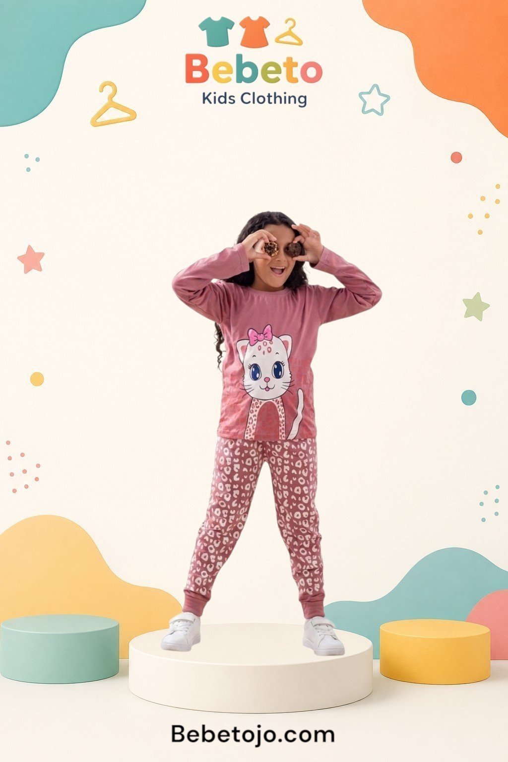 Girls Cotton Cat pyjama –  بجامة قطن بناتي قطة