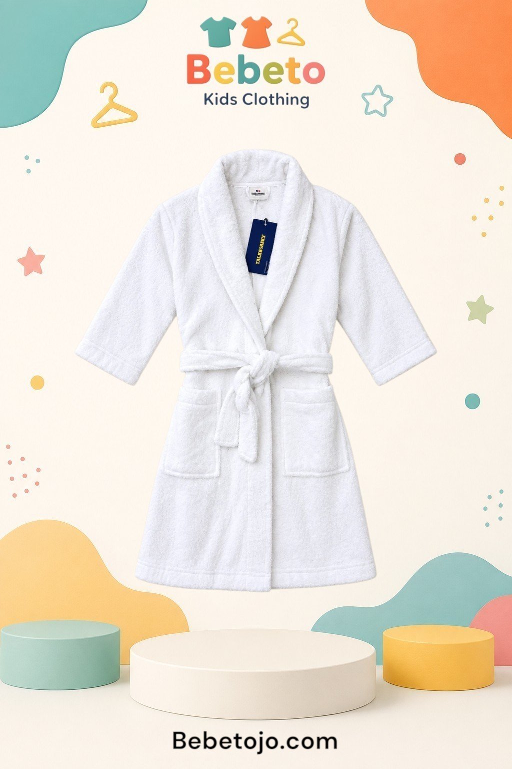 100% Cotton Kids White Bathrobe –  برنص/روب استحمام للأطفال أبيض قطن  100%